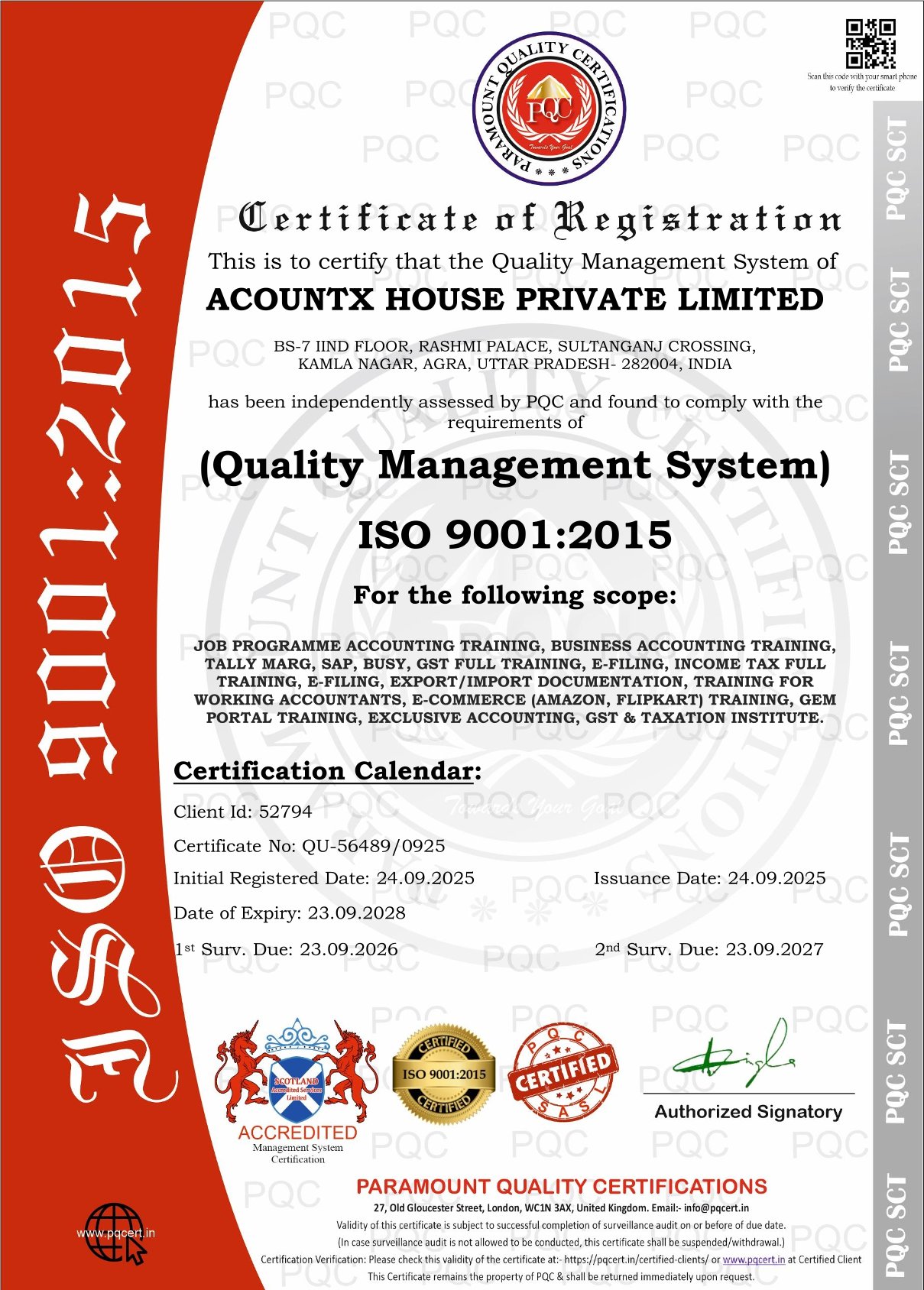 Professional Qualification Certificate